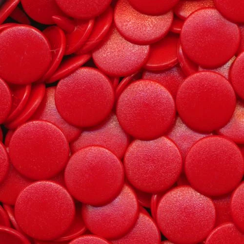 Rød Matt KAM plasttrykknapp 25 stk (M54) - Stofflykke.no
