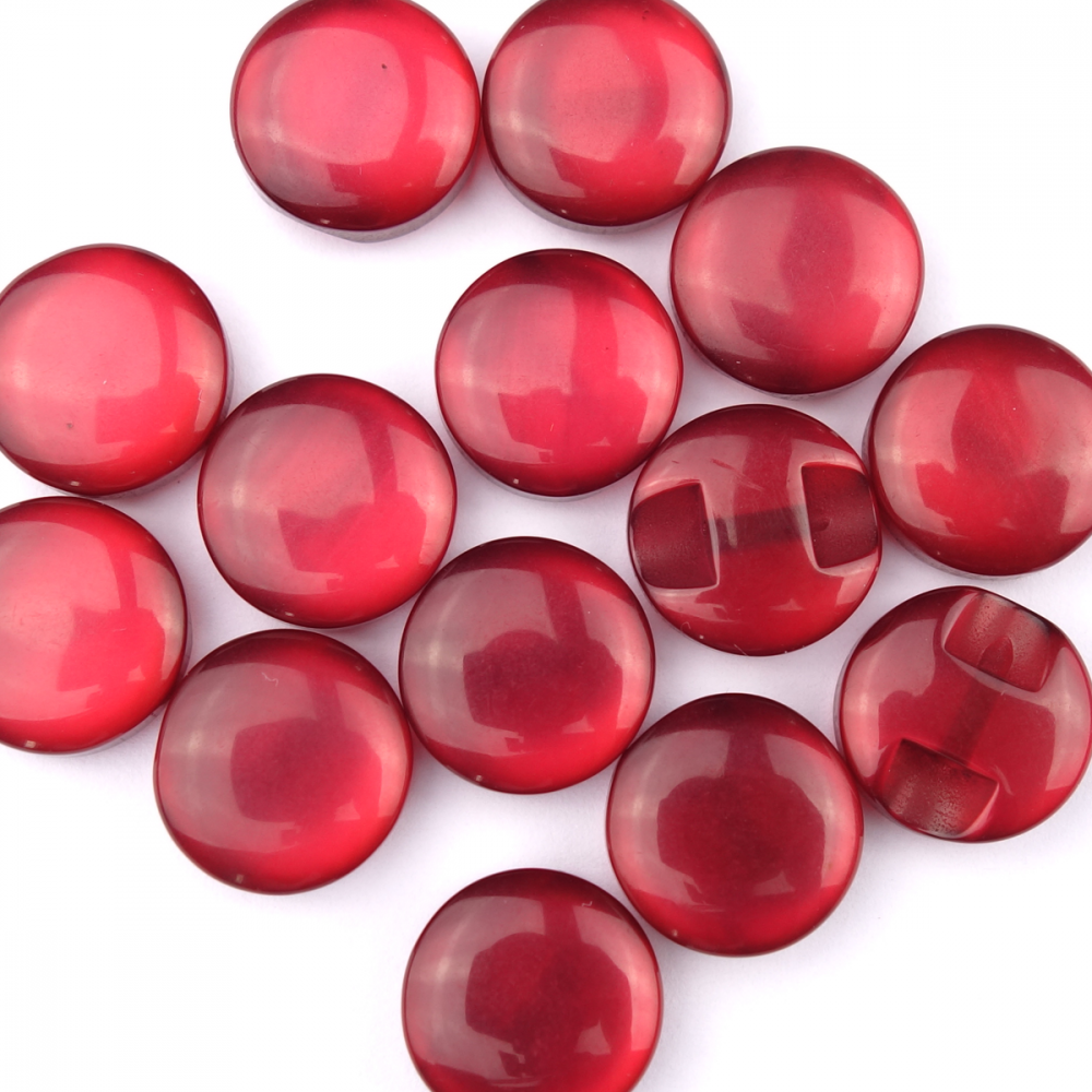 Candy Mørk Rød - 11 mm Resin Knapp - Stofflykke.no