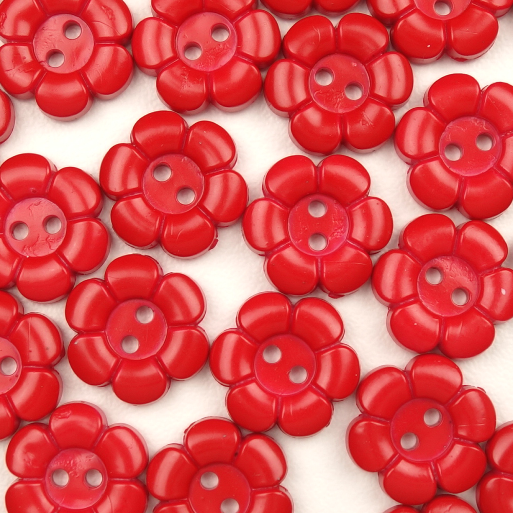 Dalia Rød - 15 mm Resin Knapp - Stofflykke.no