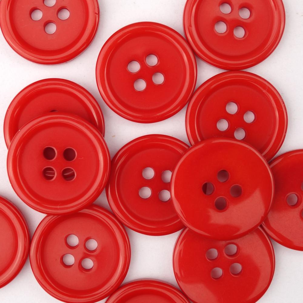 Roma Rød - 18 mm Resin Knapp - Stofflykke.no